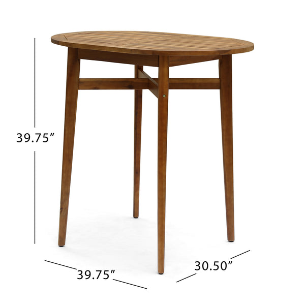 English Elm Christopher Knight Home® - STAMFORD Rustic Acacia Wood Outdoor Bar Table with Slat Top, X-Stretcher Support, Teak/Grey Finish 64870.00