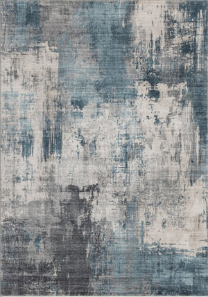 English Elm Crystal Abstract Blue Area Rug Low Pile Modern Design for Living Room or Entryway B186P479410