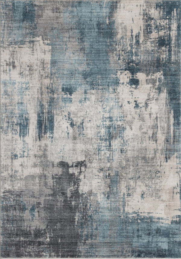 English Elm Crystal Abstract Low Pile Area Rug Modern Graphic Design for Living and Dining Spaces Blue B186P479413