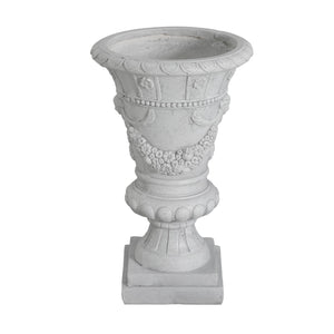 English Elm Christopher Knight Home® - MGO Hand-Painted Light Grey Garden Urn 23.75" H with Drainage Hole & Stopper, Weather-Ready Decor N772P285043G