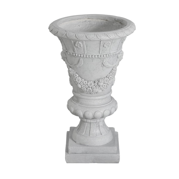 English Elm Christopher Knight Home® - MGO Hand-Painted Light Grey Garden Urn 23.75" H with Drainage Hole & Stopper, Weather-Ready Decor N772P285043G