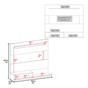 English Elm Floating Entertainment Center Albuquerque White - Wall-Mounted Engineered Wood TV Stand with Extra Shelf, Easy Assembly B092P306234