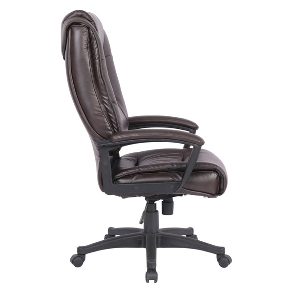 OSP Home Furnishings High Back Bonded Leather Office Chair with Lumbar Support and Ergonomic Padded Seat Espresso EC5162-EC1