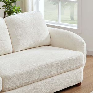 English Elm Ashcroft Furniture - Paton Plush Boucle Sofa with Machine-Washable Covers, Water-Resistant Durable Fabric, 4-Seater Comfort Cream B183S00047