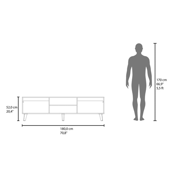 English Elm TV Walnut Entertainment Console for TVs up to 75" — 70.8" Modern Cabinetry, Scratch-Resistant Finish B128P387083