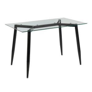 English Elm Clara Modern Glass Top Table with Black Geometric Metal Base by LumiSource — Sleek Contemporary Design B202S01125