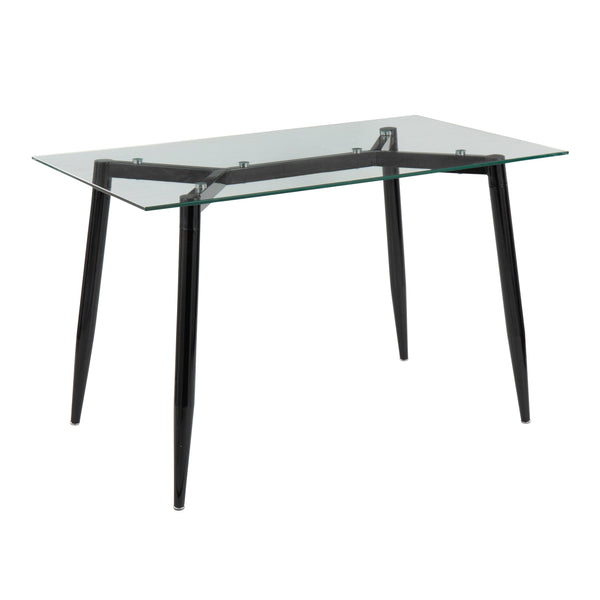English Elm Clara Modern Glass Top Table with Black Geometric Metal Base by LumiSource — Sleek Contemporary Design B202S01125