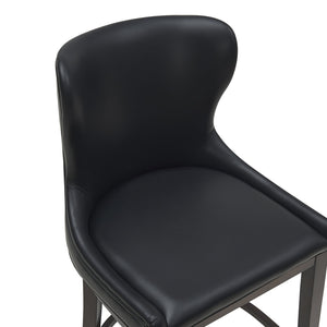 English Elm Blair Wood Upholstered Counter Stool - Stylish Black Design With Wingback Support & Footrest B365P398070