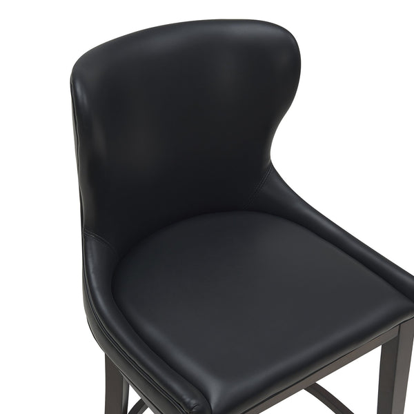 English Elm Blair Wood Upholstered Counter Stool - Stylish Black Design With Wingback Support & Footrest B365P398070