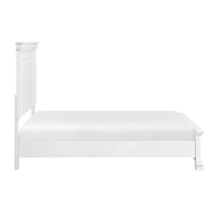 English Elm White Wood Queen Bed Frame with Tall Paneled Headboard for Traditional Bedroom B011S02480