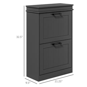 English Elm Homcom Slim Shoe Cabinet For Entryway – Stylish 10-Pair Storage With Adjustable Shelves & Safety Features W2225P229388