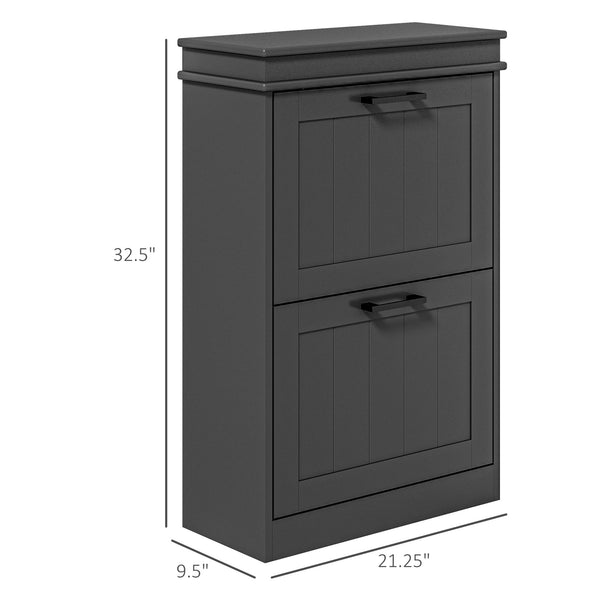 English Elm Homcom Slim Shoe Cabinet For Entryway – Stylish 10-Pair Storage With Adjustable Shelves & Safety Features W2225P229388