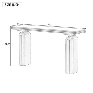 English Elm U_style Acacia Veneer Console Table Curved Silhouette for Entryway Hallway Foyer Beige N711P235894K