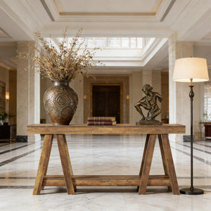 English Elm Hall Console Table Industrial Rustic Two Tier Wood Tone Metal Frame Entryway Sofa T3971P452393