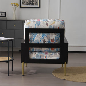 English Elm Christopher Knight Home® - Floral Velvet Accent Chair with Removable Washable Cover, Plush 5.51" Cushions & Gold Legs for Living Spaces N817P237961B