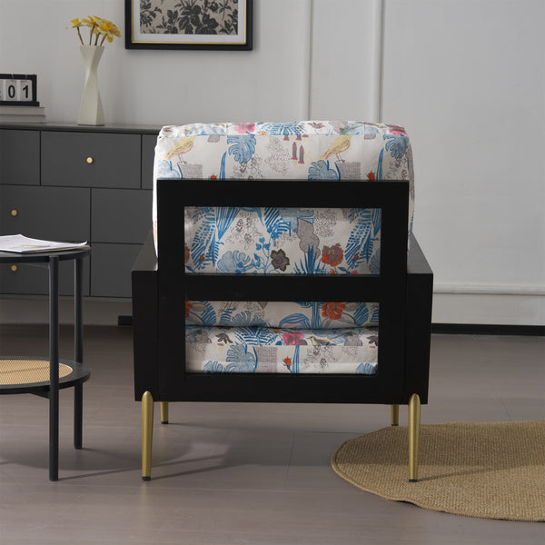 English Elm Christopher Knight Home® - Floral Velvet Accent Chair with Removable Washable Cover, Plush 5.51" Cushions & Gold Legs for Living Spaces N817P237961B