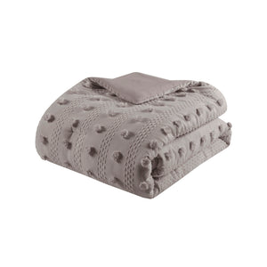 JLA Home Intelligent Design - Clip Jacquard Comforter Set with Tufted Pompoms, Hypoallergenic Dustproof Fill, OEKO‑TEX Safe Finish Grey ID10-2282