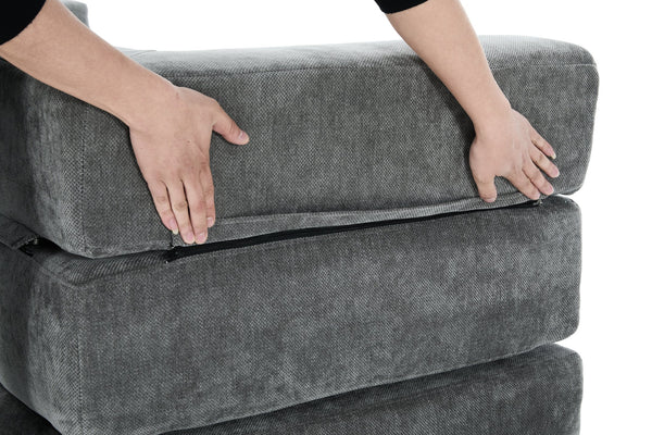 English Elm UNITED Folding Sofa Bed with Removable Cover Zipper, Chenille Memory Foam Sleeper for Small Spaces Gray W1568P293808