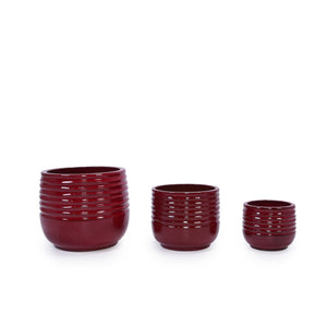 English Elm 3 Elegant Ceramic Flowerpots Set - Handcrafted Modern Planters For Patio, Garden & Windowsills W3273P321467