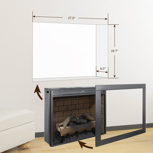 English Elm 28 Inch Recessed Infrared Quartz Fireplace Insert with 3d Flames and Crackling Sound W1769P252987