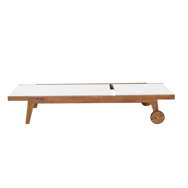 English Elm Christopher Knight Home® - OUTDOOR Chaise Lounge with Acacia Wood Frame and Breathable Mesh Seating for Durable Outdoor Comfort White+Natural 63.5 L x 31.25 W x 6 H N776P286344B