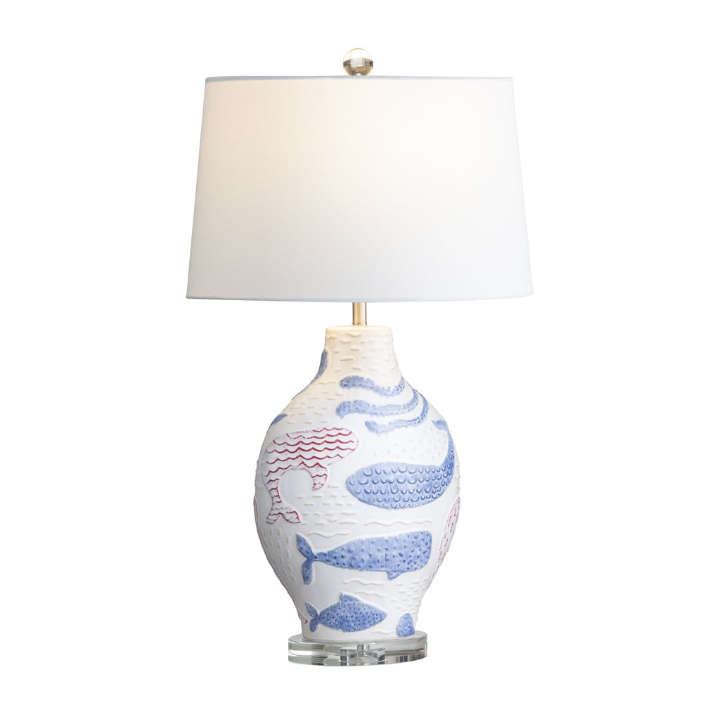 Crestview Collection 31.5"H Coastal Charm Ceramic Table Lamp Set With Sea Creatures, 3-way Socket & Crystal Base, 2pcs   Cvazp106