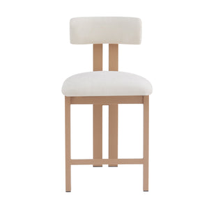 English Elm Christopher Knight Home® - 26.5'' Stylish Round Stools with Low Back - Comfortable Upholstered Seats, Walnut Base, Metal Frame Natural+White N780P236628N