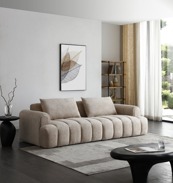 English Elm Modern Chenille Velvet Sectional Sofa Tufted Arc Design for Living Room Apartment W2664S00003