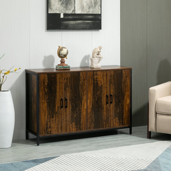 English Elm Homcom Rustic Industrial Sideboard Cabinet With Adjustable Shelves For Stylish Storage Solutions W2225P217382