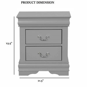 English Elm Light Gray Contemporary Nightstand Solid Rubberwood Dovetail Drawer Bedroom Storage Gray B2741P433361