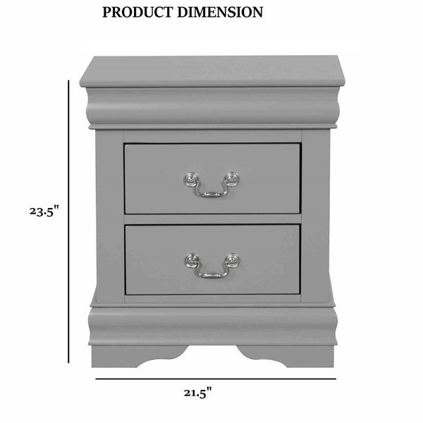 English Elm Light Gray Contemporary Nightstand Solid Rubberwood Dovetail Drawer Bedroom Storage Gray B2741P433361