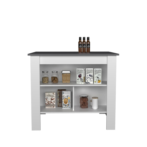 English Elm Kitchen Island Ada Matt Gray/White with Spacious Shelves, Compact 35.4"H x 40.5"W Storage Hub B092P238759