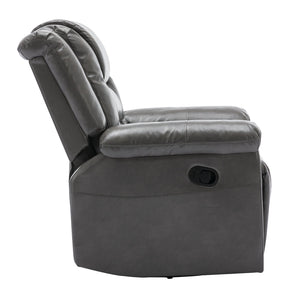English Elm 360°Swivel Plush PU Recliner Chair with Wide Armrests, 350lb Capacity, Infinite Manual Recline Comfort Grey WF323618AAE