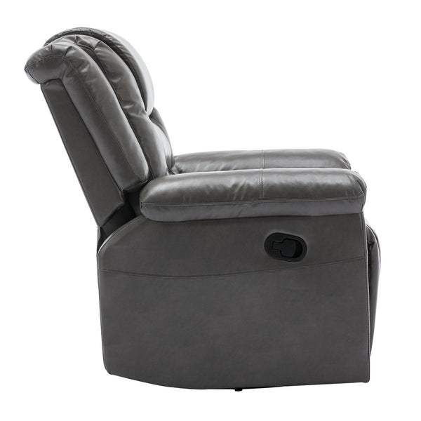 English Elm 360°Swivel Plush PU Recliner Chair with Wide Armrests, 350lb Capacity, Infinite Manual Recline Comfort Grey WF323618AAE