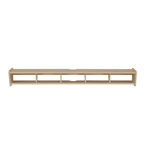 English Elm Walker Edison - Modern Wall-Mounted Floating TV Stand Coastal Oak – Minimalist MDF Shelf for TVs up to 70", 5 Cubby Storage, Cord Management, Hardware Included Light Brown 69 L x 14 W x 4 H B185P168908