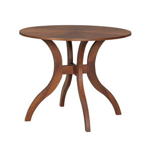 English Elm Walnut Round Dining Table 39.4" — Elegant Pedestal Base, Fluted Carvings, Durable Plywood-Rubberwood Build N842P315206D