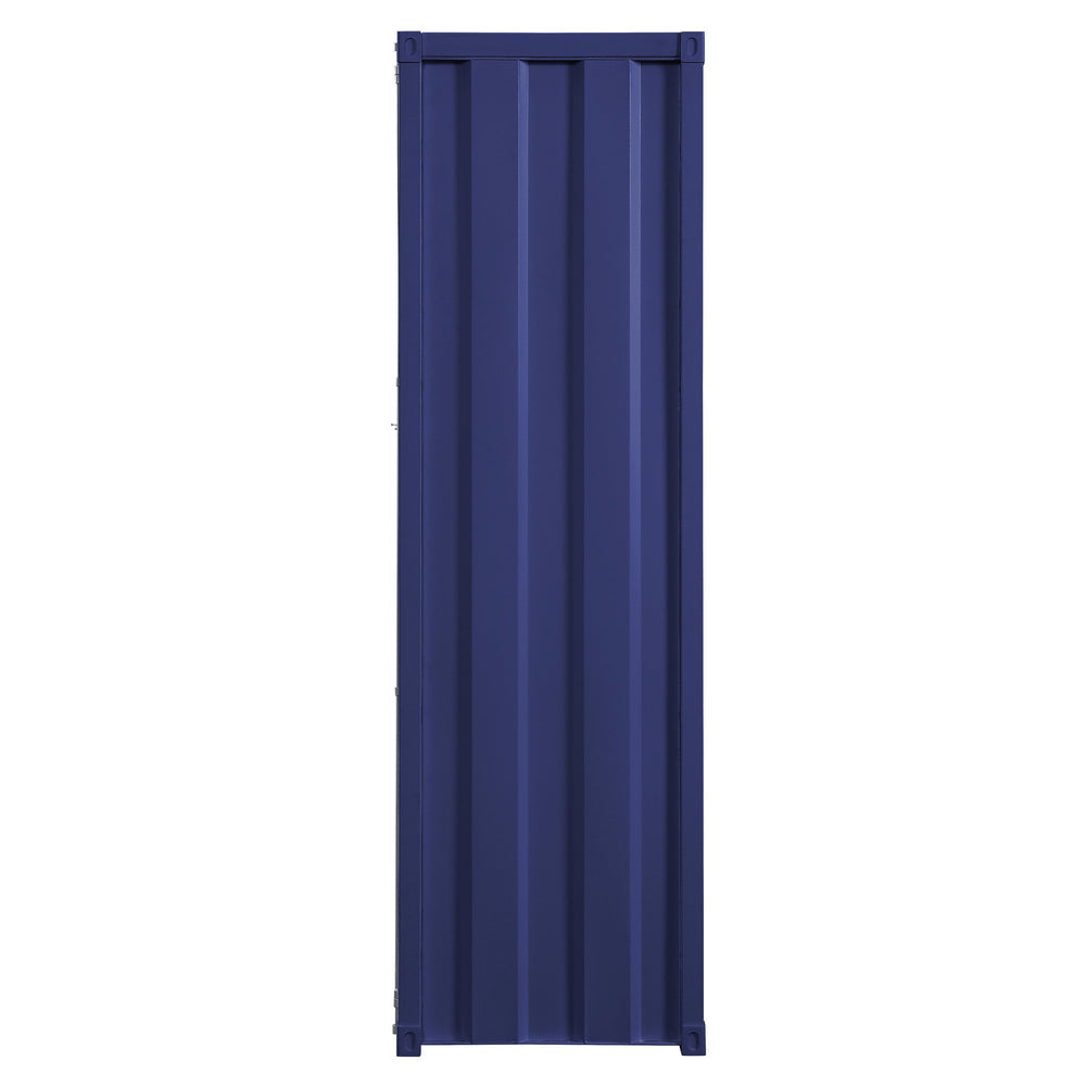 English Elm Blue Industrial Wardrobe with Full-Length Container Lock, Metal Frame, Shelf & Hanging Rod for Secure Stylish Storage B062P185731