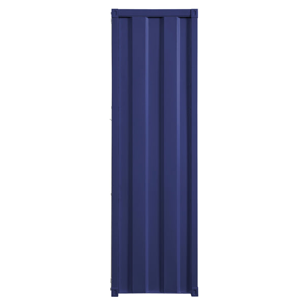 English Elm Blue Industrial Wardrobe with Full-Length Container Lock, Metal Frame, Shelf & Hanging Rod for Secure Stylish Storage B062P185731
