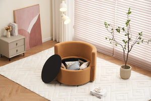 English Elm 029-Teddy Plush Teddy Fabric Swivel Storage Chair with Back Cushion, 360° Rotating Cozy Lounge Seat khaki W527P166252