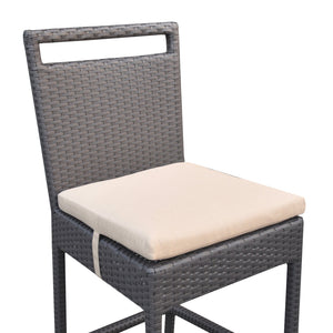 English Elm Luvien Outdoor Wicker Barstool Brown with Tall Back, Aluminum Frame, Water‑Resistant Beige Cushion B2736P268523