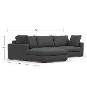 English Elm Charlie Deep Seater Left Sectional Sofa with Extra-Wide Chaise, Eco Performance Fabric, 122" Oversized Lounge Gray B136P199284