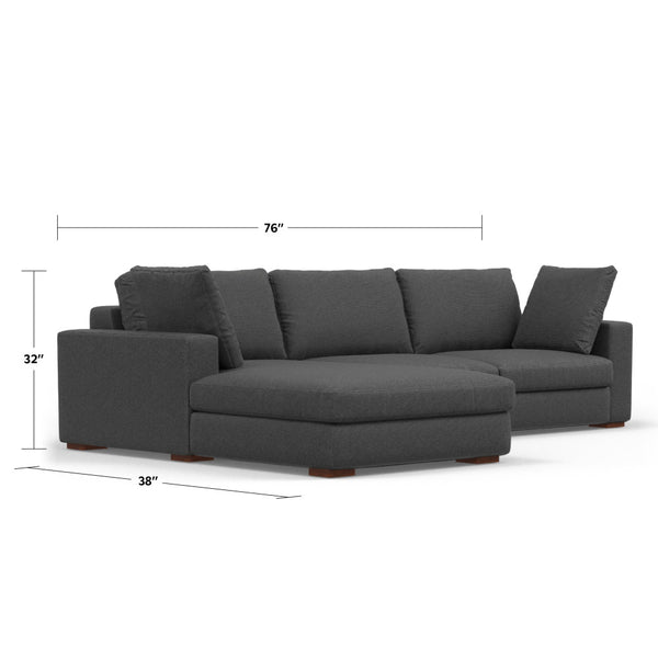 English Elm Charlie Deep Seater Left Sectional Sofa with Extra-Wide Chaise, Eco Performance Fabric, 122" Oversized Lounge Gray B136P199284