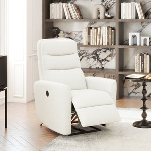 English Elm Jennifer Taylor Home - Bloomy Plush Power Recliner Chair in Chiffon White Bouclé — High-Back, Sherpa Comfort, USB-Nap Friendly B2719P238500