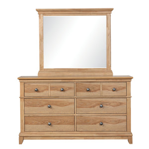 English Elm Farmhouse Natural Oak 8-Drawer Dresser 62"W Rustic Pecan Veneer Felt-Lined Top Drawers Metal Glides B2741P406815