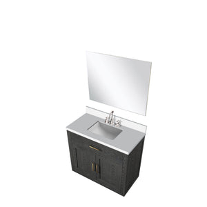 English Elm Black Oak Single Bath Vanity Set With Cultured Marble Top, Chrome Faucet & 34" Mirror For Modern Style B2731S02210