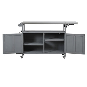 English Elm Foldable Outdoor Kitchen Cart with Stainless Worktop Fir Wood Frame and Lockable Wheels Grey N719P380279E