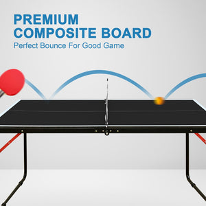 English Elm 4.5ft Foldable Ping Pong Table Mdf Surface with Net and Paddles for Play Anywhere W1408P451416