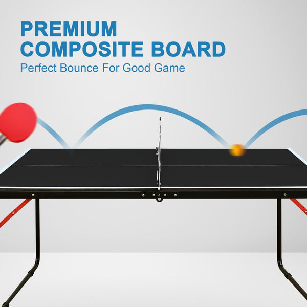 English Elm 4.5ft Foldable Ping Pong Table Mdf Surface with Net and Paddles for Play Anywhere W1408P451416