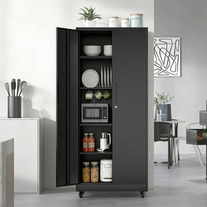 English Elm Metal Lockable Steel Cabinet Two Adjustable Shelves Garage Office Utility Storage T2398P442668