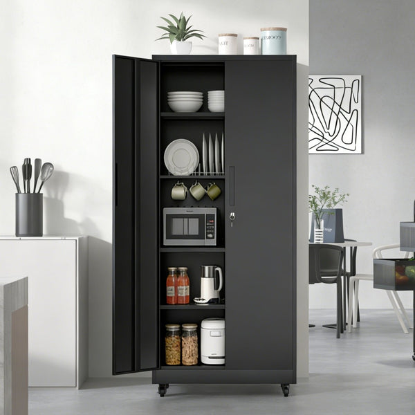 English Elm Metal Lockable Steel Cabinet Two Adjustable Shelves Garage Office Utility Storage T2398P442668